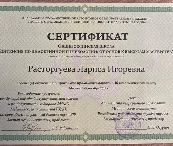 Расторгуева Лариса Игоревна  - сертификаты и дипломы