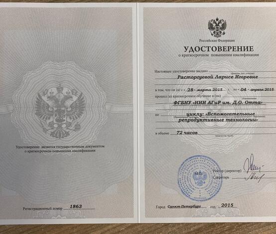 Расторгуева Лариса Игоревна  - сертификаты и дипломы