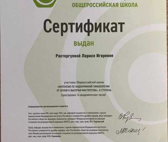 Расторгуева Лариса Игоревна  - сертификаты и дипломы